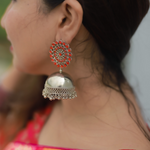 Red Blossom Oxidised Jhumka (DESIGN 60)