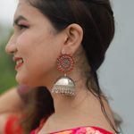 Red Blossom Oxidised Jhumka (DESIGN 60)