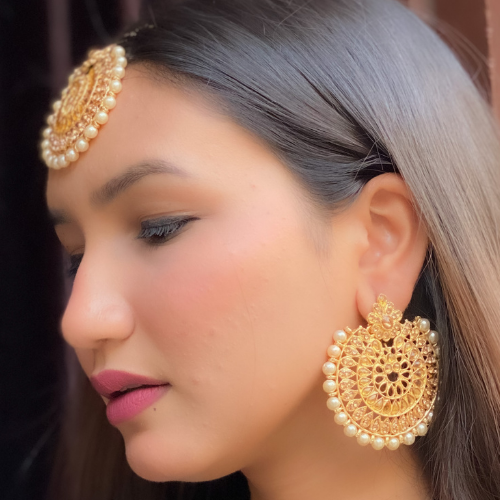 Golden Gaze Maang Tikka Jewelry Set (DESIGN 404)