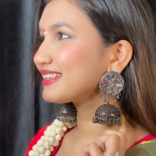 Regal Reflections Oxidised Jhumka (DESIGN 503)