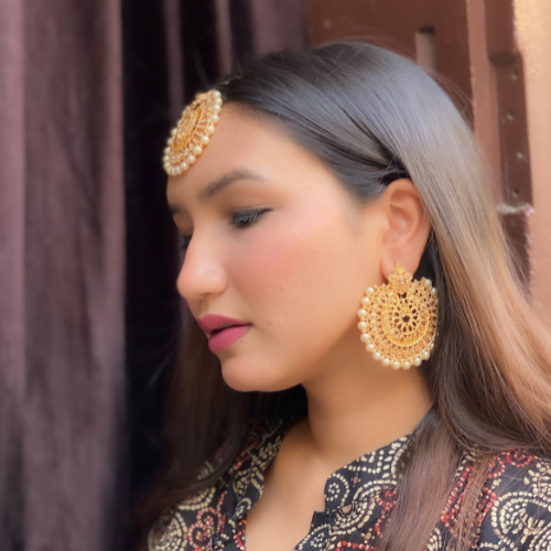 Golden Gaze Maang Tikka Jewelry Set (DESIGN 404)