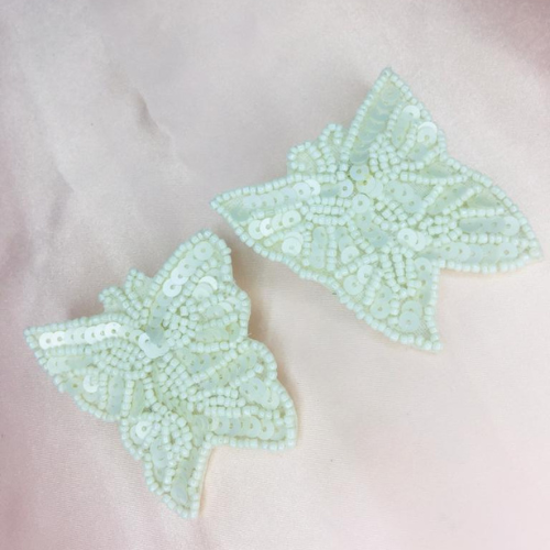 White Butterfly Embroidered Fashion Earrings (DESIGN 556)