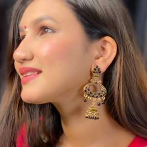 Onyx Chandelier Oxidised Jhumka (DESIGN 401)