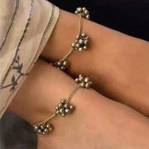 Bell Bouquet Oxidised Anklet (DESIGN 013)