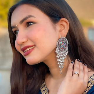 Afgani German Silver Oxidized Jhumki Earrings for Women (DESIGN 405)