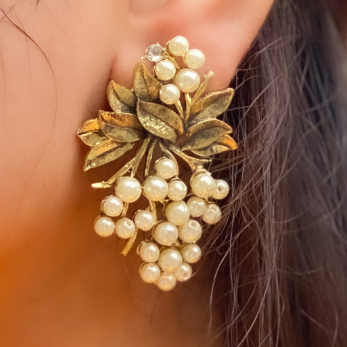 Gilded Pearl Bouquet Fashion Earrings (DESIGN 47)