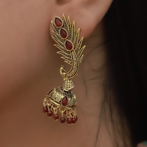 Afgani German Silver Oxidized Jhumki Earrings for Women (DESIGN 62)