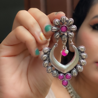 Afgani German Silver Oxidized Jhumki Earrings for Women (DESIGN 129)