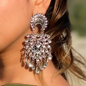 Crystal Droplet Oxidised Jhumka (DESIGN 258)