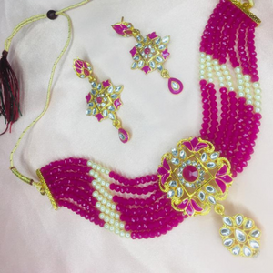 Pink Glimmer Kundan Traditional  Jewellery Set (DESIGN 265)