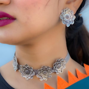 Afgani German Silver Oxidized Necklace for Women (DESIGN 12)