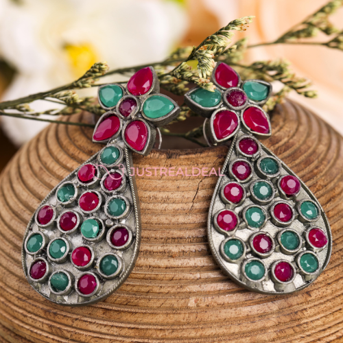 Mosaic Elegance Oxidised Jhumkis (DESIGN 573)