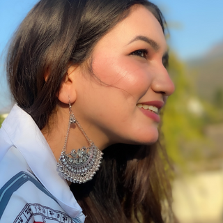 Afgani German Silver Oxidized Jhumki Earrings for Women (DESIGN 537)