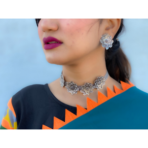 Afgani German Silver Oxidized Necklace for Women (DESIGN 12)