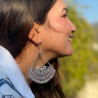 Afgani German Silver Oxidized Jhumki Earrings for Women (DESIGN 537)