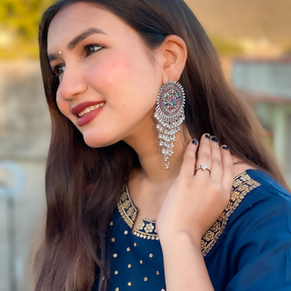 Afgani German Silver Oxidized Jhumki Earrings for Women (DESIGN 405)