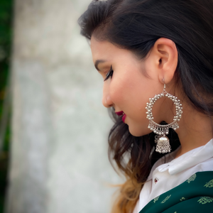 Afgani German Silver Oxidized Jhumki Earrings for Women (DESIGN 150)