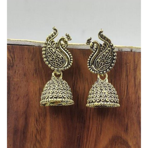 Dazzling Peacock Oxidised Mini Jhumkis (DESIGN 1042)