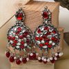 Red & White Bead Oxidised Jhumka (DESIGN 487)