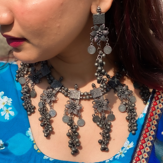 Afgani German Silver Oxidized Necklace for Women (DESIGN 16)