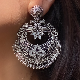 Afgani German Silver Oxidized Jhumki Earrings for Women (DESIGN 07)