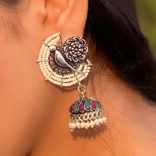 Afgani German Silver Oxidized Jhumki Earrings for Women (DESIGN 247)