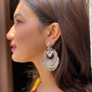 Afgani German Silver Oxidized Jhumki Earrings for Women (DESIGN 07)