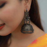 Afgani German Silver Oxidized Jhumki Earrings for Women (DESIGN 73)