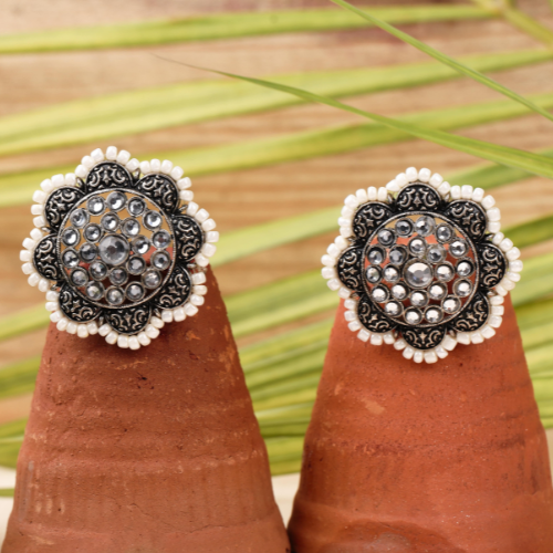 Ornate Odyssey Oxidised Jhumki (DESIGN 586)