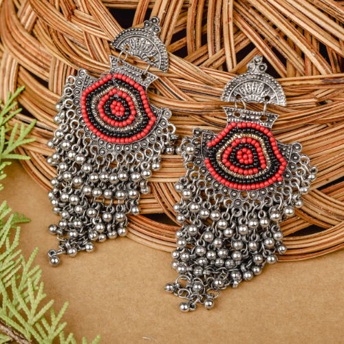 Afgani German Silver Oxidized Jhumki Earrings for Women (DESIGN 587)