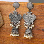 Crystal Cascade Oxidised Jhumka (DESIGN 589)