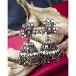 Afgani German Silver Oxidized Jhumki Earrings for Women (DESIGN 593)