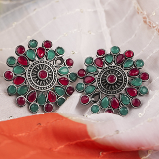 Afgani German Silver Oxidized Jhumki Earrings for Women (DESIGN 594)