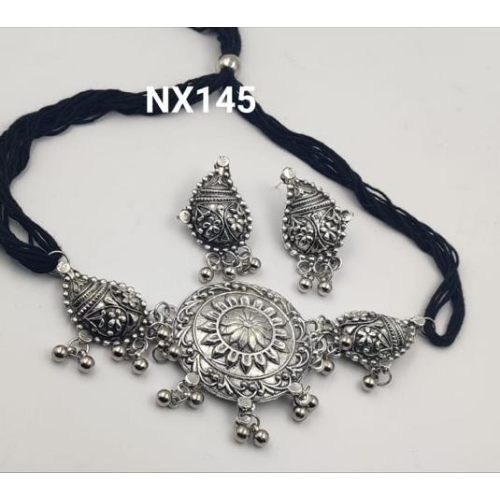 Ethnic Motifs Oxidised Necklace (DESIGN 62)