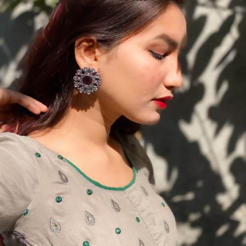 Opulent Orbits Oxidised Jhumkis (DESIGN 227)