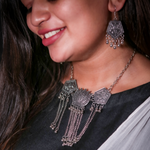 Looming Lotus Oxidised Necklace (DESIGN 102)