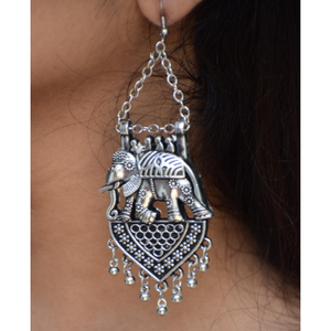 Royal Elephant Oxidised Jhumka (DESIGN 72)