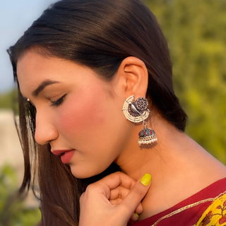 Afgani German Silver Oxidized Jhumki Earrings for Women (DESIGN 247)