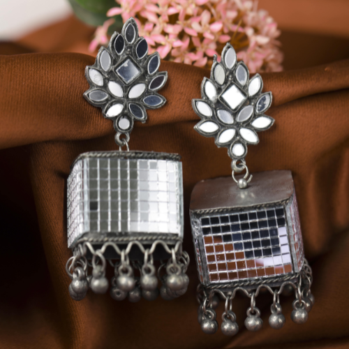 Afgani German Silver Oxidized Jhumki Earrings for Women (DESIGN 701)