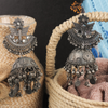 Afgani German Silver Oxidized Jhumki Earrings for Women (DESIGN 704)