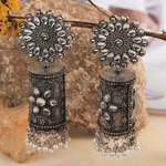 Floral Lantern Oxidised Jhumkas (DESIGN 712)