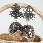 Antique Embellishments Oxidised Jhumkas (DESIGN 719)