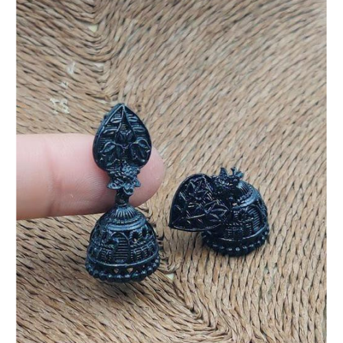 Enchanting Black Oxidised Jhumkis (DESIGN 1071)