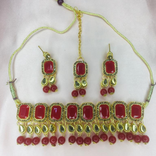 Regal Ruby Kundan Traditional Jewelry Set (DESIGN 283)