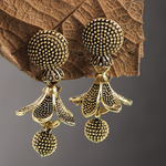 Golden Bell Flower Oxidised Jhumkis (DESIGN 723)