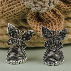 Butterfly Textured Oxidised Jhumki (DESIGN 724)