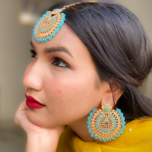 Aqua Artistic Maang Tikka Jewelry Set (DESIGN 403)