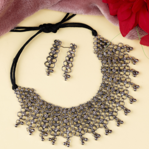 Regal Weave Oxidised Necklace (DESIGN 81)