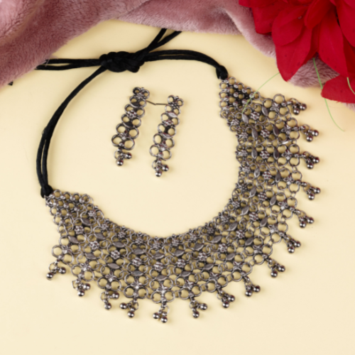 Regal Weave Oxidised Necklace (DESIGN 81)