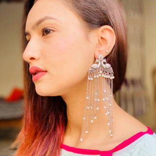 Afgani German Silver Oxidized Jhumki Earrings for Women (DESIGN 426)